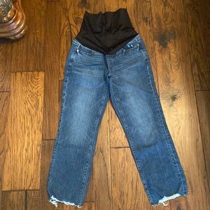 NET loft maternity ankle straight raw hem jeans